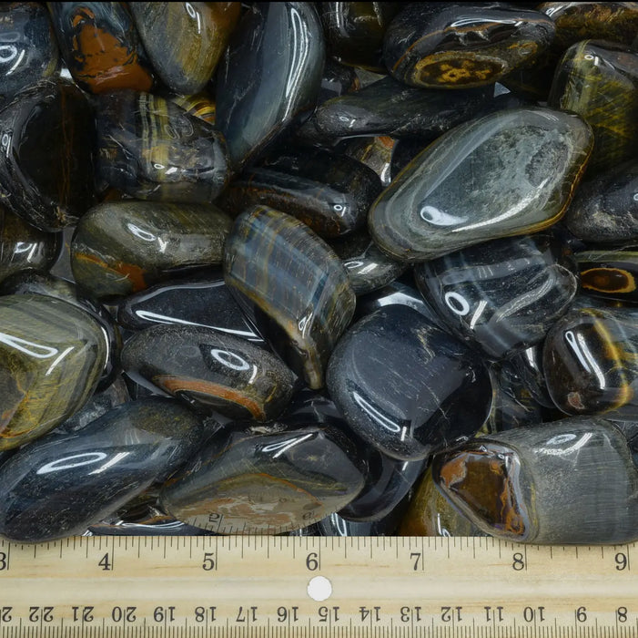 Blue tiger eye stone, a grounding and protective crystal for focus and courage