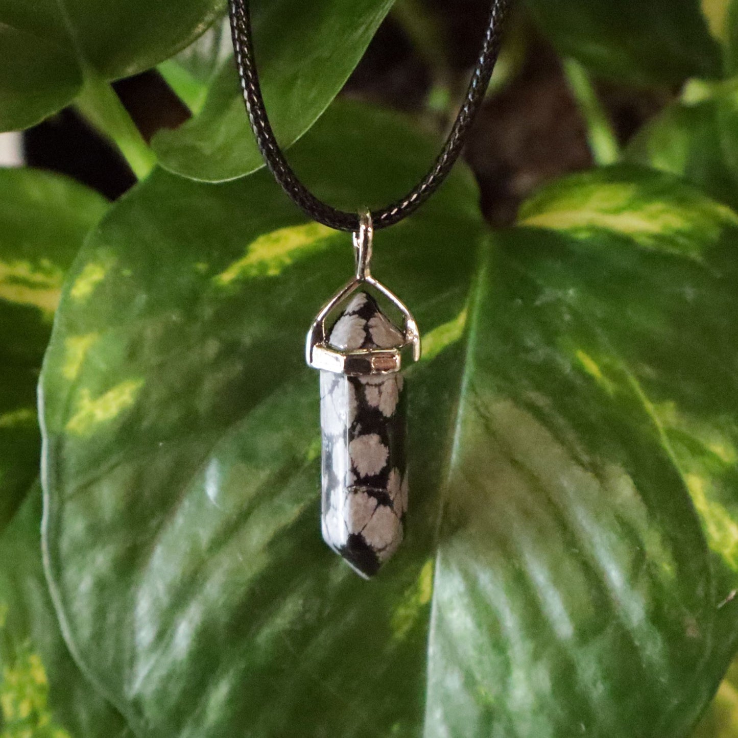 Snowflake Obsidian Point Necklace