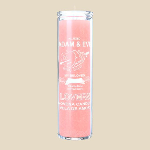 Adam and Eve Lovers Candle in pink, 7-day candle for romance and love rituals