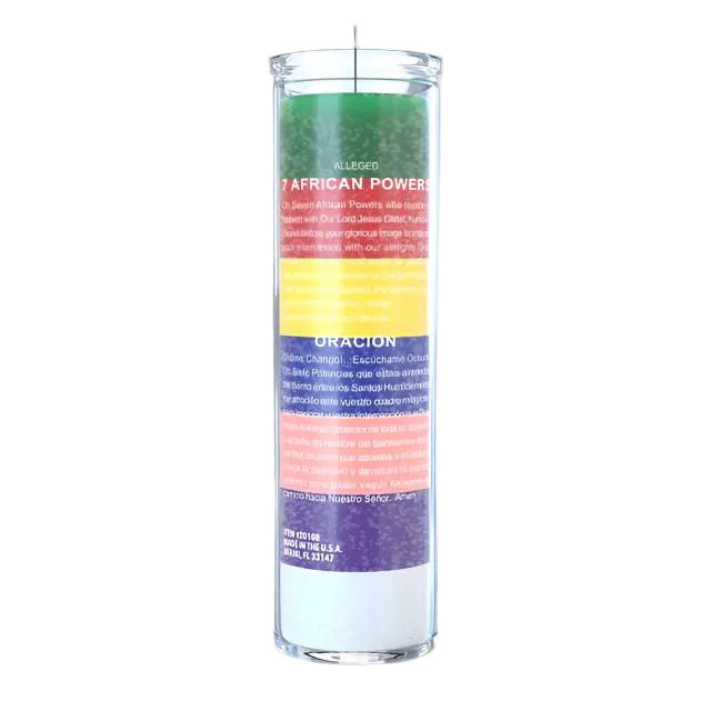 7 African Powers Rainbow Candle, 7-day candle for spiritual rituals and energy work.