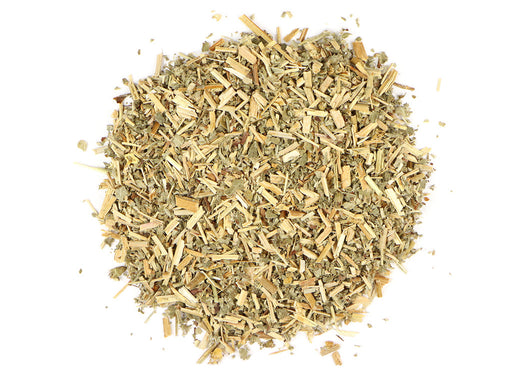 Loose leaf Agrimony herb in a clear container, ideal for herbal remedies.