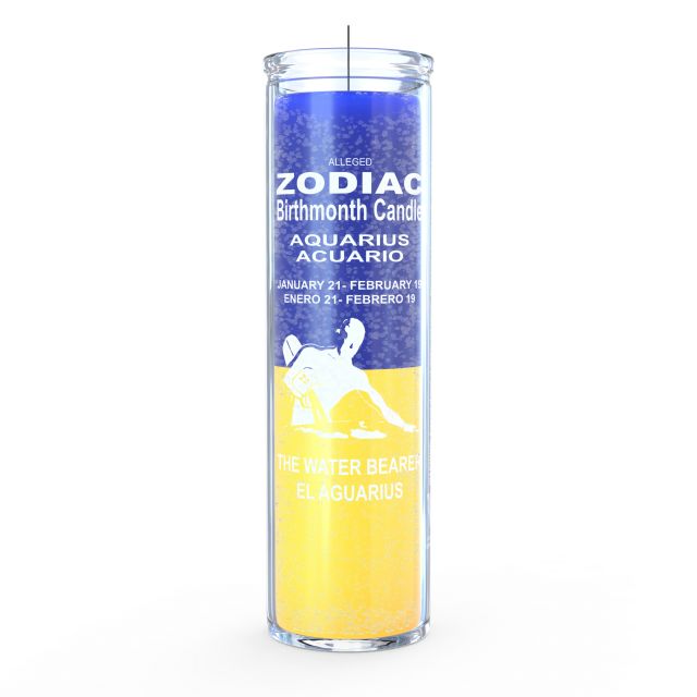 Blue and Yellow 7 Day Aquarius Spell Candle for zodiac celebrations and creativity