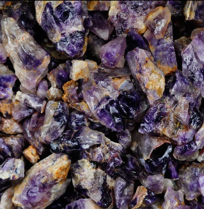 Raw Rough Amethyst from India, natural purple stone with calming properties.