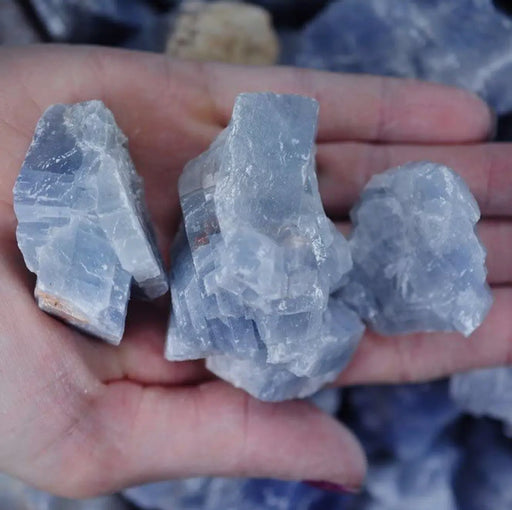 Blue calcite stone, a calming and balancing crystal for emotional well-being