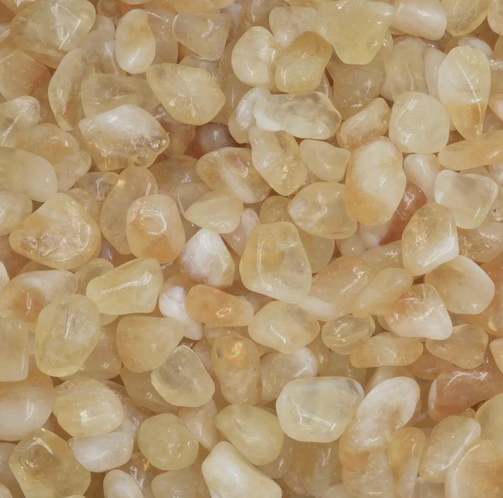 Citrine tumbled crystal, perfect for meditation or energy healing" would be appropriate.