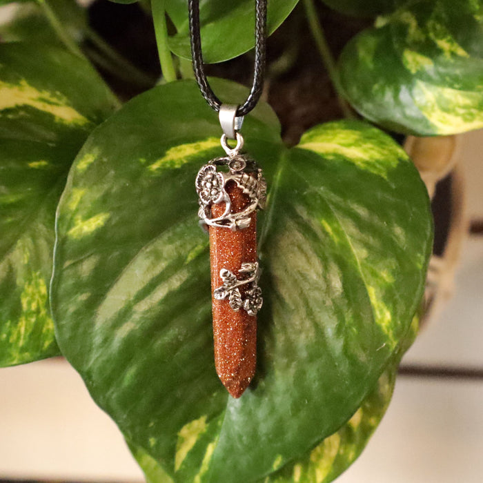 Goldstone Flower Point Necklace