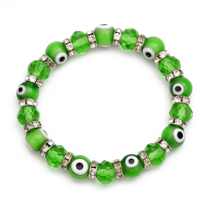 Fashion Blue Turkish Evil Eye Charm Bracelets - Glass Crystal Beads Bracelet for Women and Girls