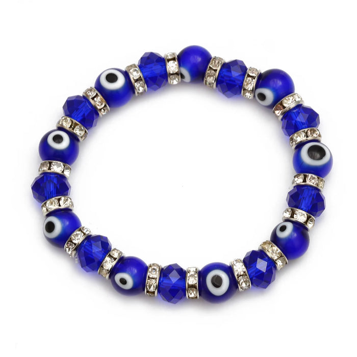 Fashion Blue Turkish Evil Eye Charm Bracelets - Glass Crystal Beads Bracelet for Women and Girls