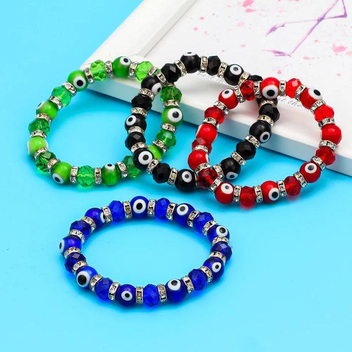 Fashion Blue Turkish Evil Eye Charm Bracelets - Glass Crystal Beads Bracelet for Women and Girls