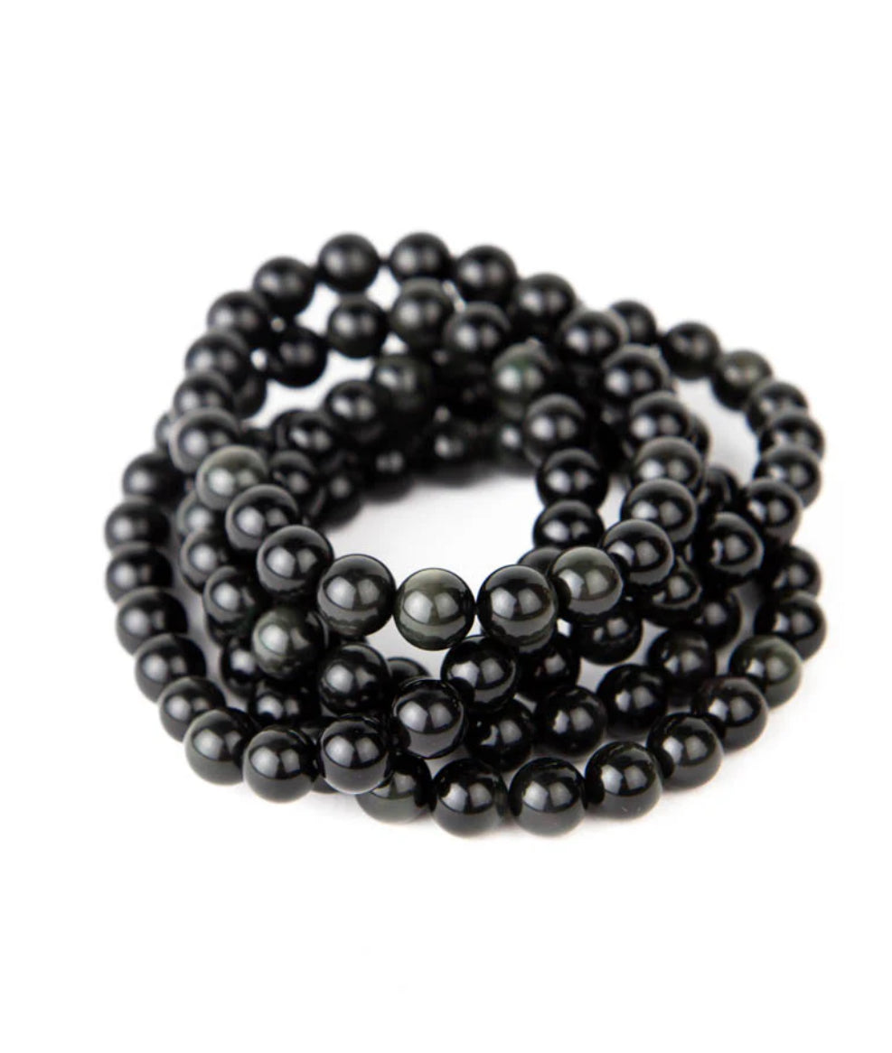 “Rainbow Obsidian bead bracelet natural stone jewelry”