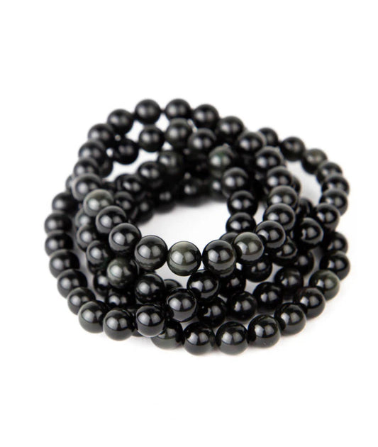 “Rainbow Obsidian bead bracelet natural stone jewelry”