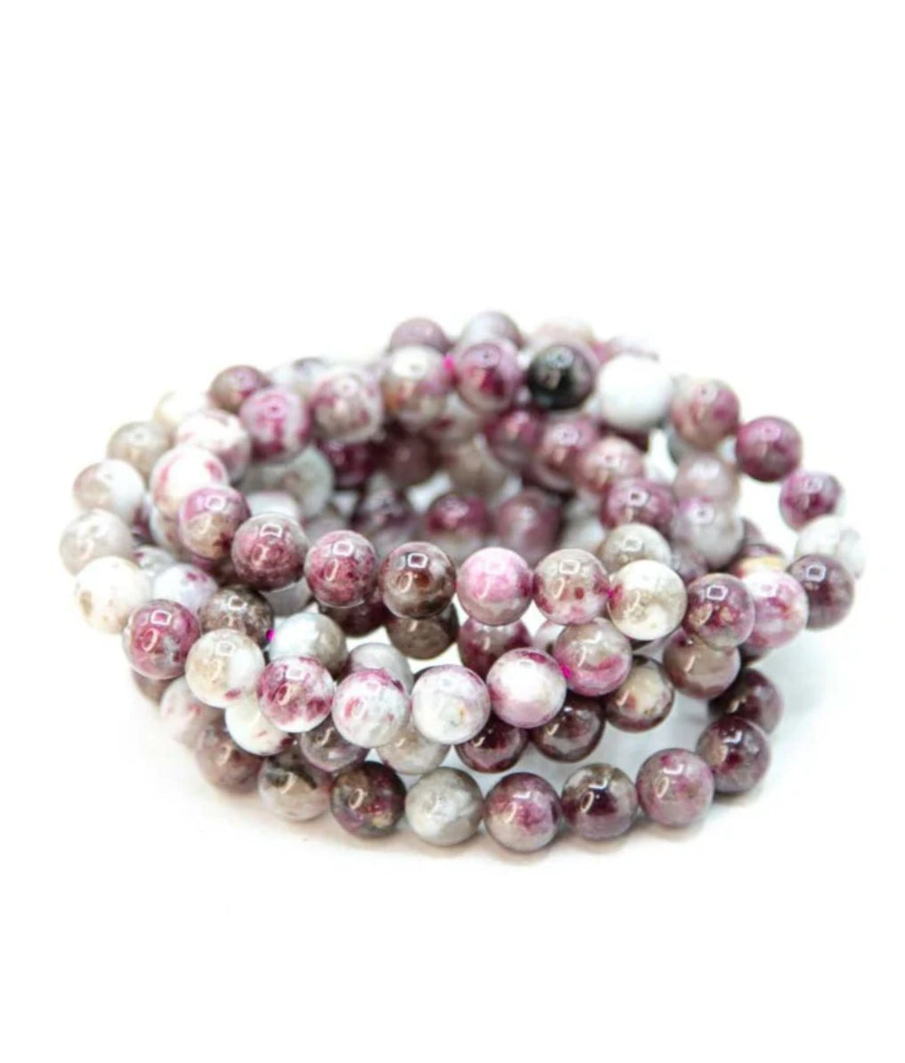“Gemstone Pink Tourmaline bead bracelet for healing”