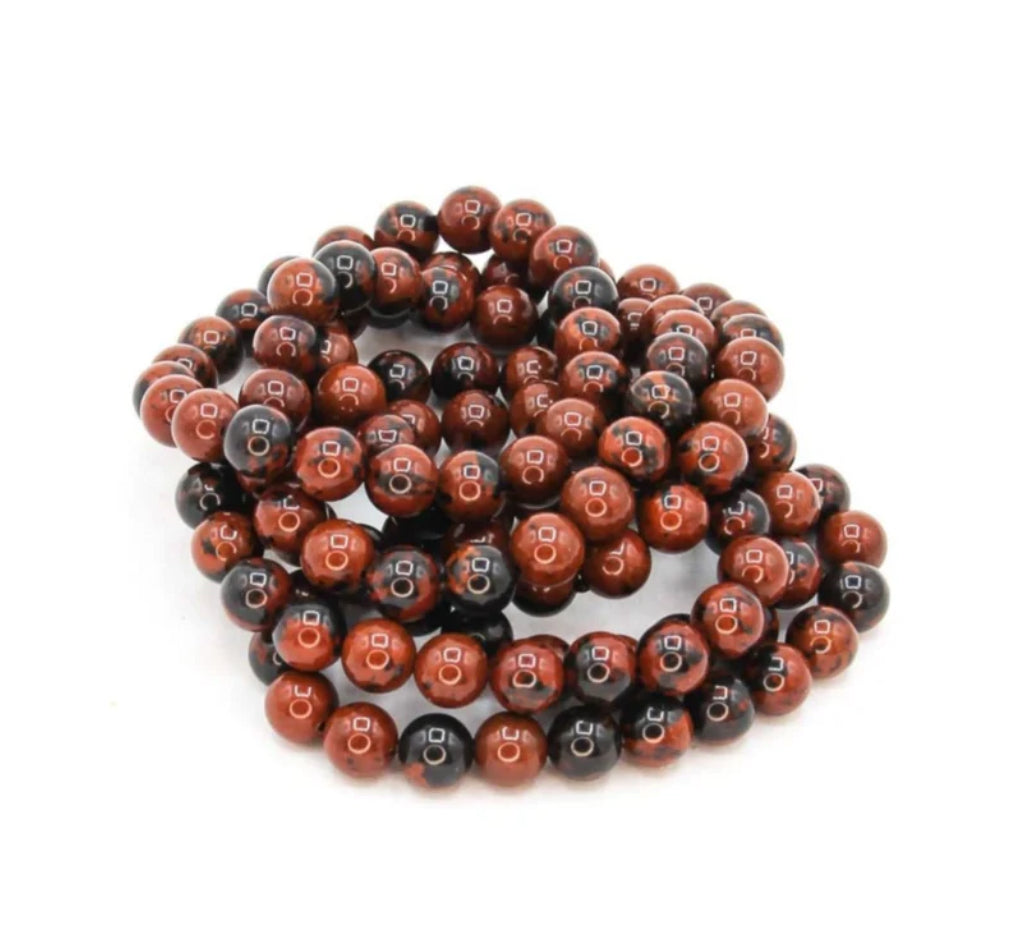“Gemstone Mahogany Obsidian bead bracelet for protection”