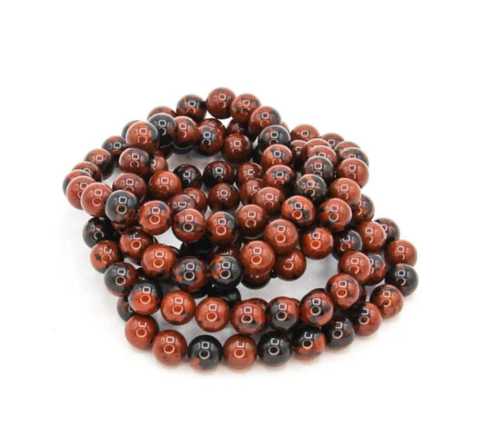 “Gemstone Mahogany Obsidian bead bracelet for protection”