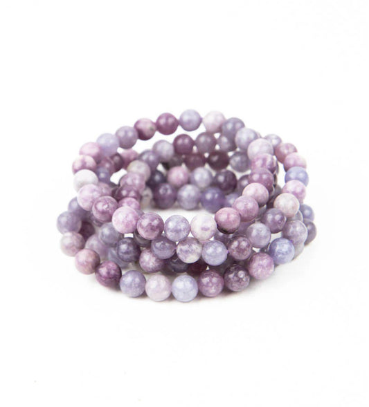 “Gemstone Lepidolite bead bracelet for calm energy”
