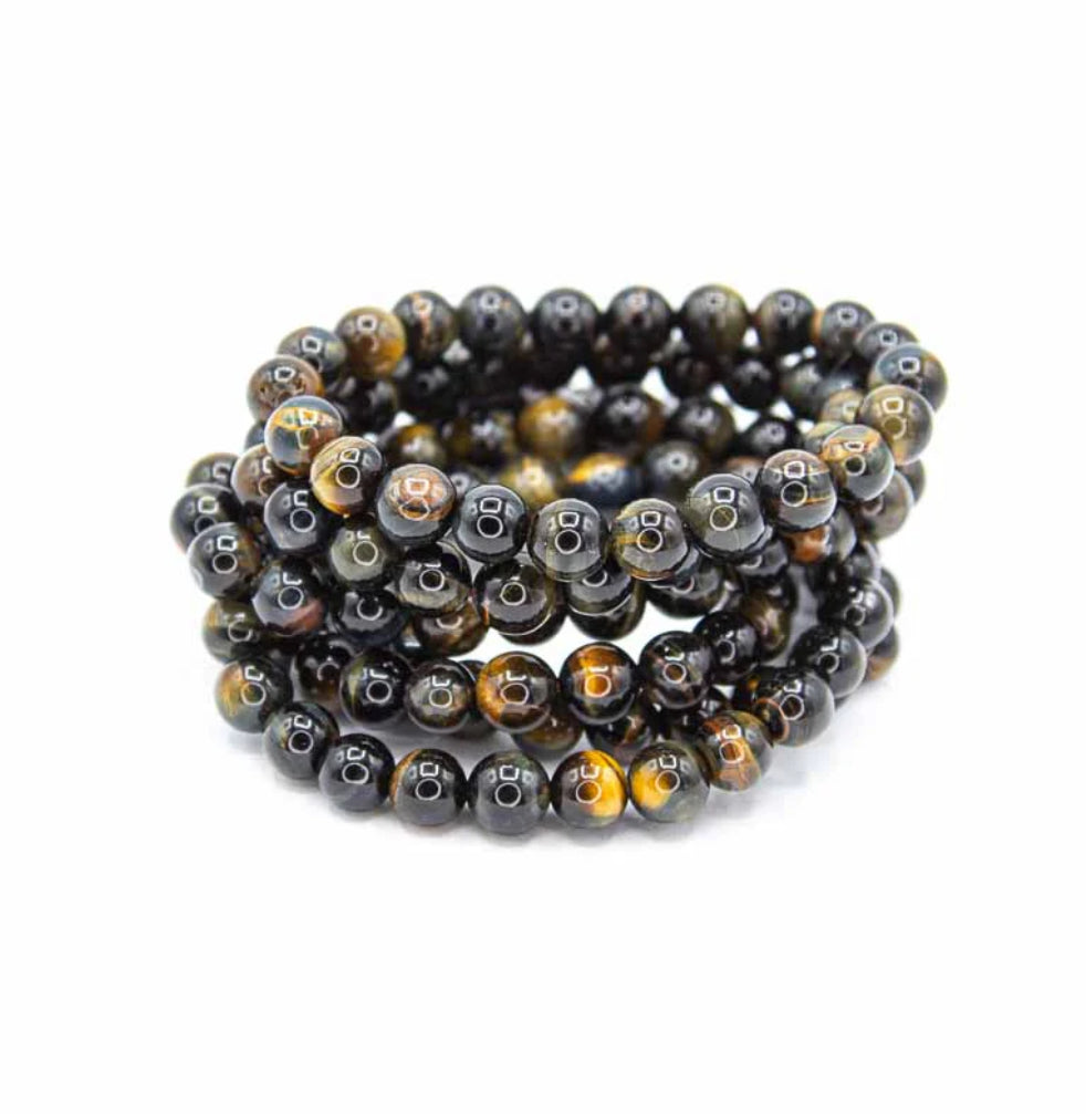 “Blue Tiger’s Eye crystal bead bracelet 8mm stones”