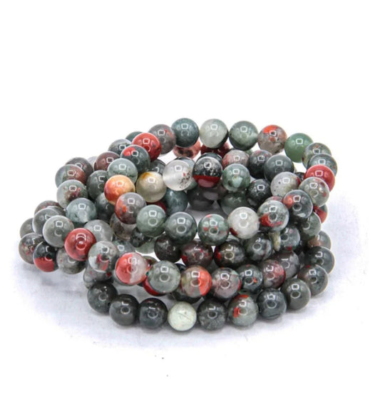 “African Bloodstone bead bracelet natural gemstone jewelry”