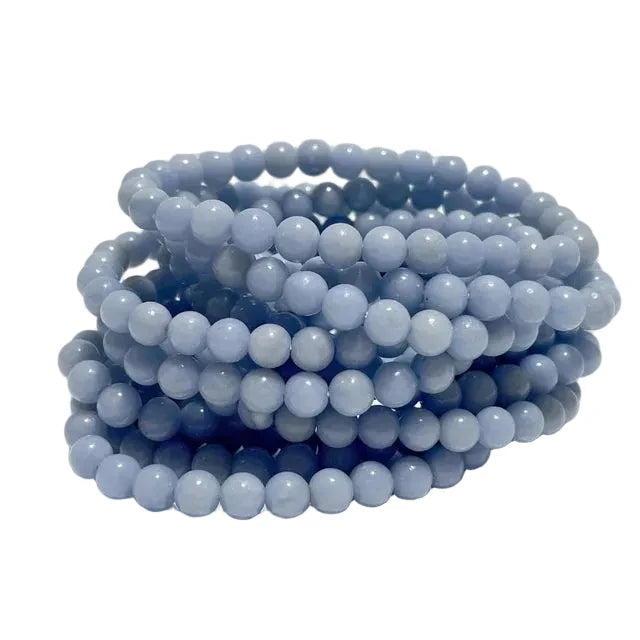 “Angelite crystal bead bracelet 8mm stones”