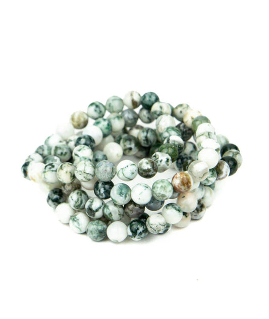 Tree Agate Bead Bracelet