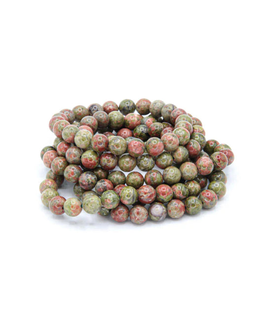“Unakite crystal bead bracelet 8mm stones”