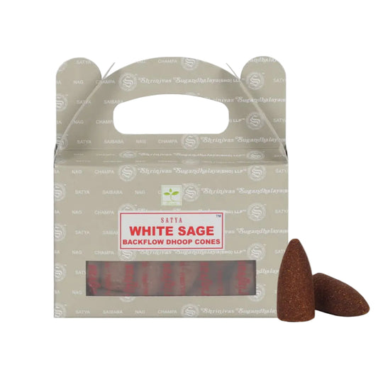 White Sage Backflow Cone Incense Satya