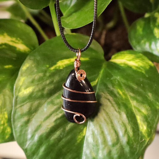 Black Onyx Wire Wrapped Necklace
