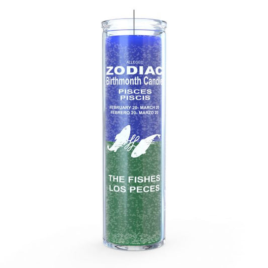 Pisces Zodiac Candle - Blue/Green - 7 Day