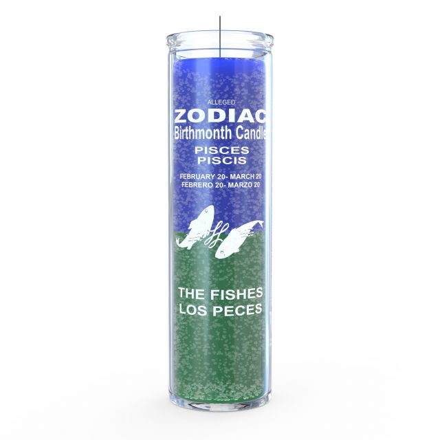 Pisces Zodiac Candle - Blue/Green - 7 Day