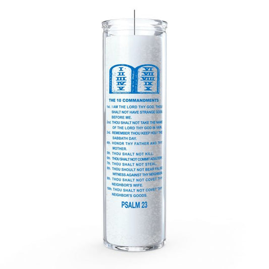 Psalm 23 - 10 Commandments Candle - White - 7 Day
