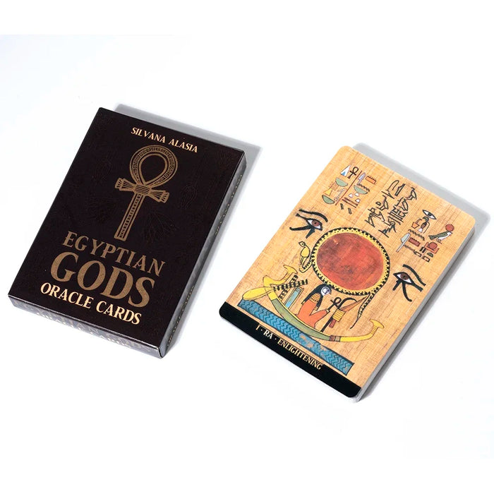 Colorful oracle cards with Egyptian symbolism