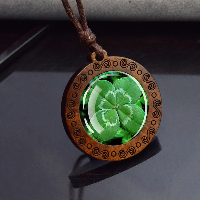 Four Leaf Clover Wooden Pendant