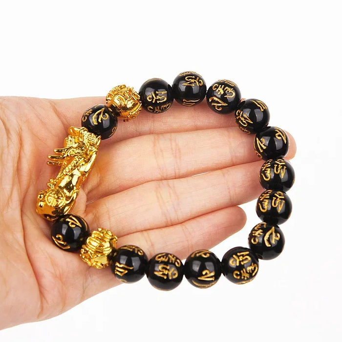 Feng Shui Obsidian Stone Beads Bracelet