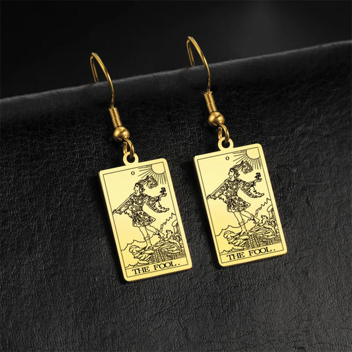 Vintage Tarot Cards Stainless Steel Drop Earrings