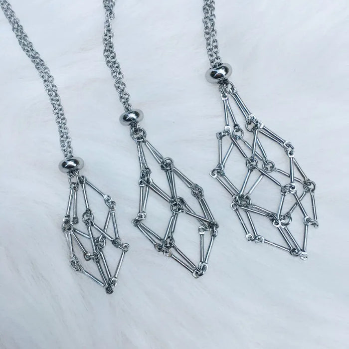 Stainless Steel Design Crystal Cage Necklace