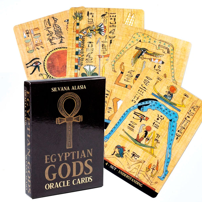 A person using the Egyptian Gods Oracle Cards for a reading