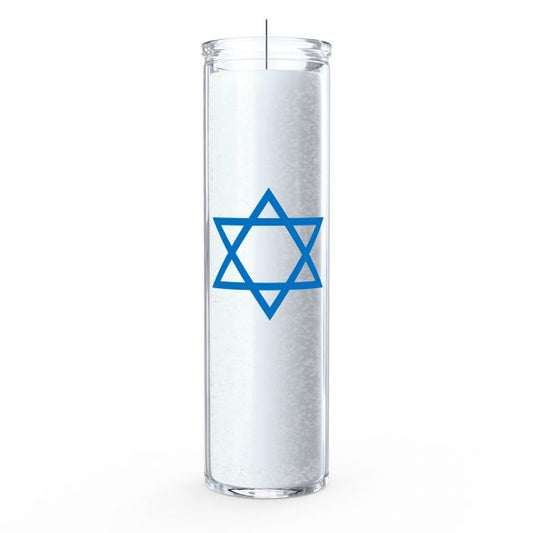 Star Of David Candle - White - 7 Day