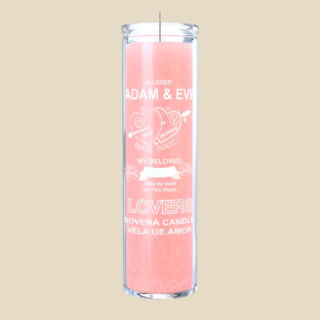 Adam and Eve Lovers Candle in pink, 7-day candle for romance and love rituals