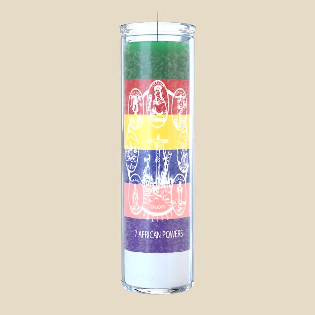 7 African Powers Rainbow Candle, 7-day candle for spiritual rituals and magic.